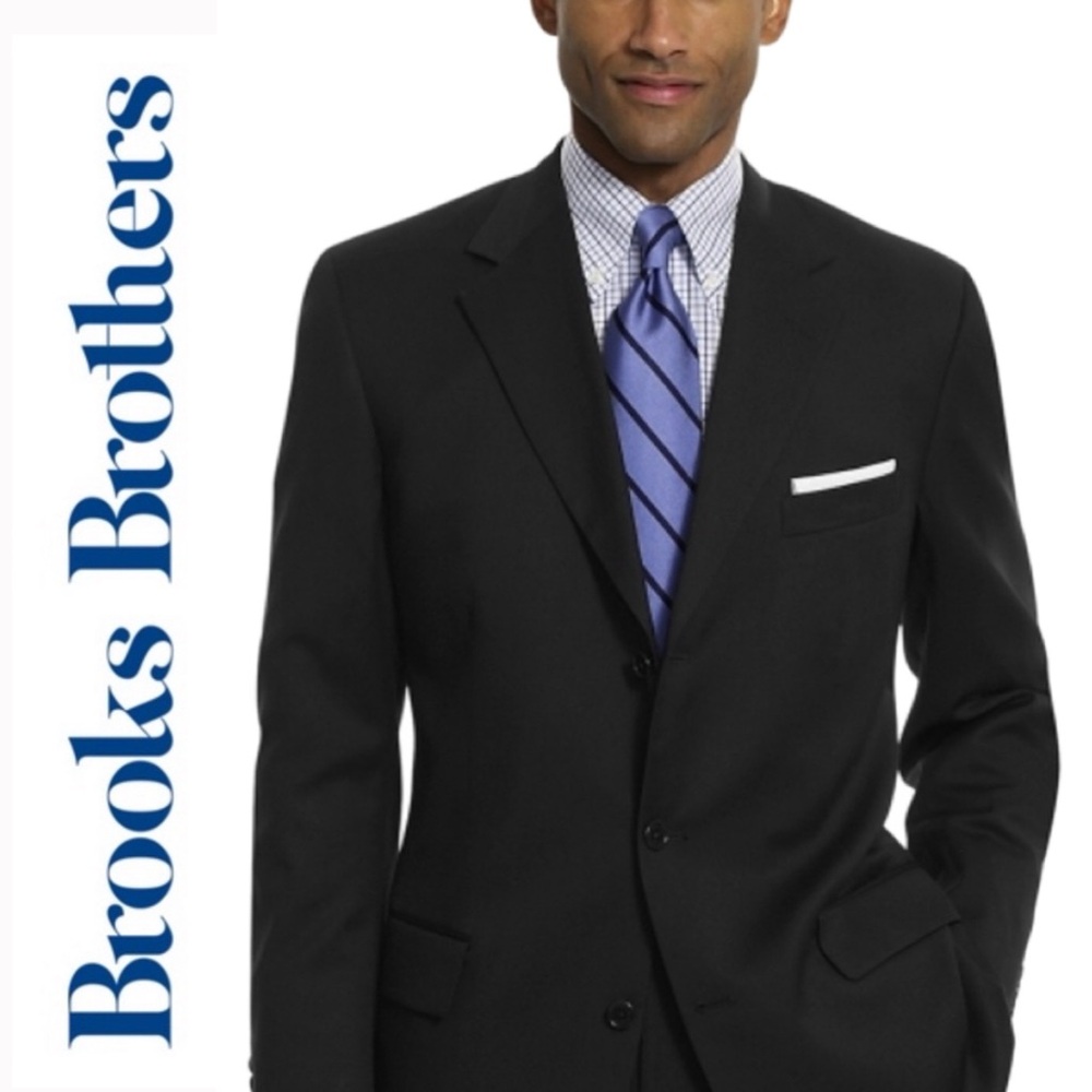 Brooks Brothers 346 Black Stretch Wool Suit Blazer Jacket Size 42 R